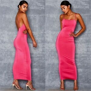 NWT HOUSE OF CB 90s Sleeveless Open Back Square Neck Bodycon Slip Maxi Dress L